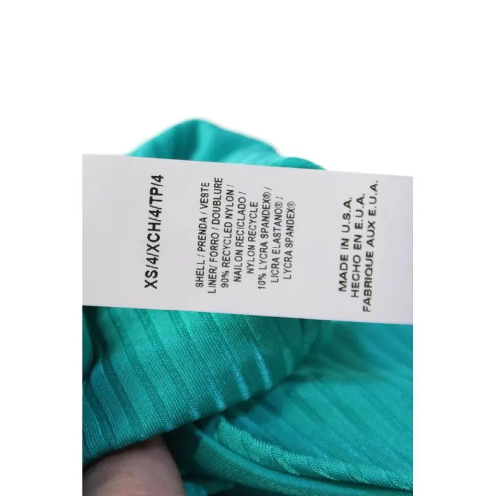 Vitamin A Womens Stretch Ribbed Pull On Bikini Bottoms Turquoise Size XS